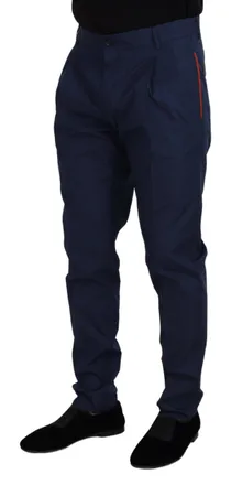 Dolce & Gabbana Mens Blue Cotton Chino Formal Pants Silk