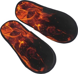 Generic Camping Slippers Simple And Cool Flame Unisex Fuzzy Slippers Soft Cotton Slipper For Guest Room Indoor Men L