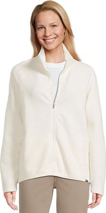 L.L.Bean Lakewashed Double-Knit Full-Zip Womens Sweater Sea Salt : LG, Cotton/Polyester