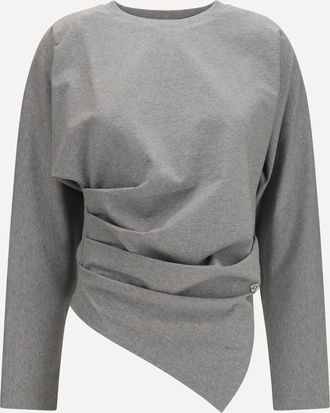 Ganni Asymmetric draped stretch cotton Top Female XS