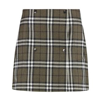 Burberry Dames, Rokken, Groen, Maat: 2XS Wol