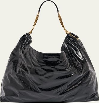 Saint Laurent Cassandre Hobo Bag in Crinkled Patent Leather