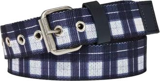 Original Use Mens Grunge Plaid Belt, Black/Grey/White, L