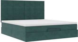 vidaXL Vidaxl - Ottoman Bed with Mattresses Dark Green 180x200cm Velvet