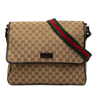 Gucci Pre-owned Gucci GG Canvas Web Flap Messenger Bag Unisex KE1WYRS5GK5569TM