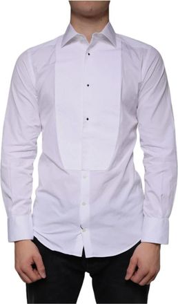 Dolce & Gabbana Witte Katoenen Poplin Formeel Overhemd - Heren - Casual Overhemden - Wit - XS - Katoen - Overhemden