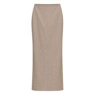 Mars&eacute;m Marsem - Lange Rechte Maxi Rok - Dames - Rokken - Beige - Maat: XL Poliester