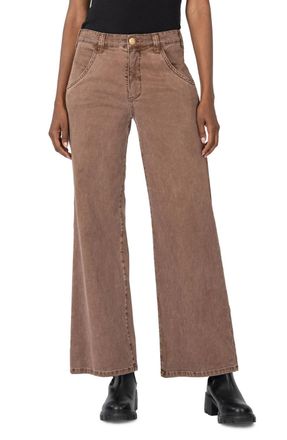 Kut from the Kloth Meg High Rise Ankle Wide Leg Jeans In Fudge