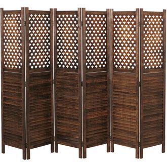 Hhg non utilizzato] Paravento divisore separ&egrave; decorativo 916 6 pannelli 245x170cm marrone