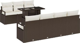 vidaXL Vidaxl - Garden Sofa Set with Cushion 8 pcs Beige, Cream 55 x 55 x 37 cm