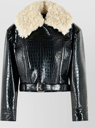 Sportmax patent faux fur coat