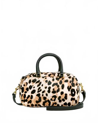 Clare Vivier Womens Petite Claudine Snow Leopard Hair-On Bag In Cream/black
