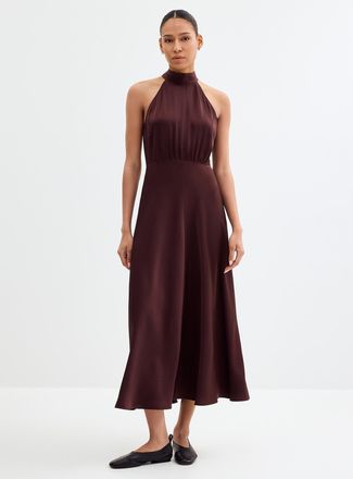 Sams&oslash;e & Sams&oslash;e Rheo hammered satin halter dress