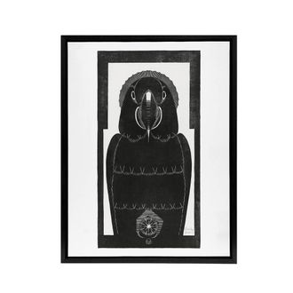 Artery8 Stylised Ara Macaw Parrot De Mesquita Framed Canvas Wall Art Print in White | Size: W24 x H32