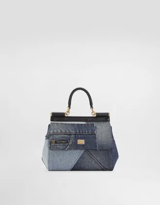 Dolce & Gabbana Small Sicily Bag In Patchwork Denim And Calfskin - Woman Handbags Denim Denim Onesize