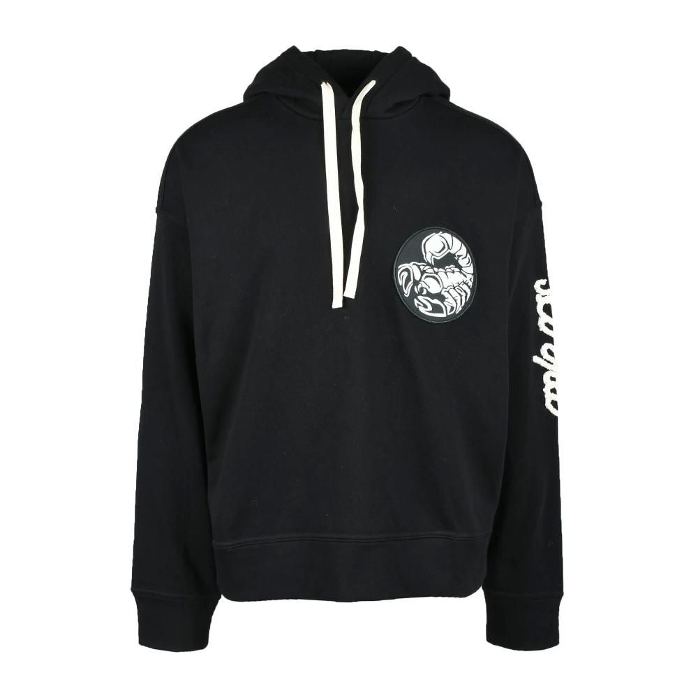 Jil Sander Men's Plus Logo Patch Popover Hoody in Black Jil Sander