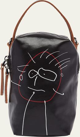 Plan C Pili Graphic-Print Canvas Bucket Bag