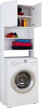 ebuy24 Vcm Lavadora Gabinete Pr&aacute;ctico Gabinete De Superestructura Con Mucho Espacio De Almacenamiento Dimensiones Aprox. B. 64 X Al. 190 X T. 25 Cm Lavadora 