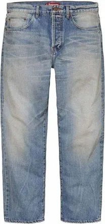 SUPREME Distressed Loose Fit Selvedge Jeans Teal SUP-SS24-093