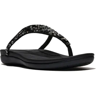 FitFlop Fitflop Solay Mixed-Crystal Textiel Dames Zwarte Sandalen