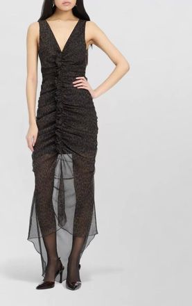 Rotate ruched leopard-print midi dress