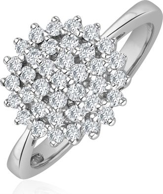 The Diamond Store Diamond Cluster Ring 0.50ct Set In 9K White Gold