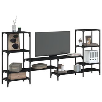 vidaXL Vidaxl - Mueble Para Tv Madera De Ingenier&iacute;a Negro 206,5x28,5x95 Cm