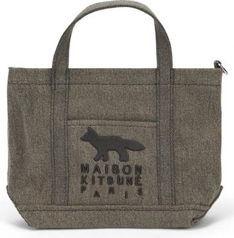 Maison Kitsun&eacute; Profile Fox Mini Tote - - Bags - Donna - Grigio - ONE SIZE