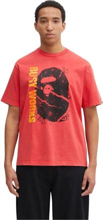 A Bathing Ape Cotton T-shirt Garment Dye - Heren - T-shirts - Rood - XL - Katoen - Tops