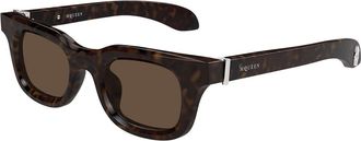 Alexander McQueen AM0547S Asian Fit 002 Mens Sunglasses Tortoiseshell Size 46