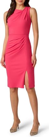 Adrianna Papell Ruched Asymmetric Crepe Sheath Dress in Camellia at Nordstrom, Size 18