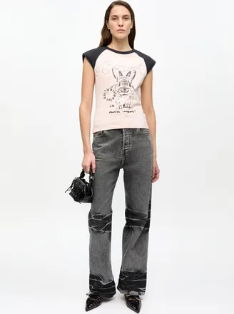 Ganni Black Grey Washed Izey Jeans - Size 24 Organic Cotton