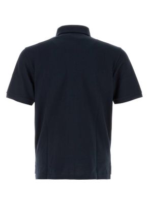 Saint Laurent Mens Midnight Blue Piquet Polo Shirt Marine Exterior: Cotton Polyester