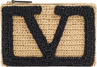 Valentino Garavani Clutch Viva Superstar in rafia - Toni neutri