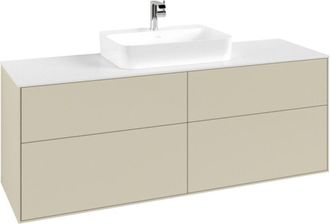 Villeroy & Boch Finion, Mueble Bajo Lavabo, 1600 X 603 X 501 Mm, Angular, Modelo Suspendido, En Madera, Lavabo En El Medio, Lacado Negro Mate