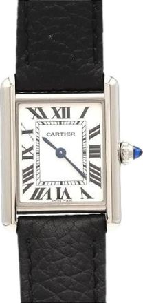 Cartier Pre-owned Tank Must Stainless Steel Quartz - Dames - Vintage Horloges - Grijs - ONE Size - Leer - Vintage