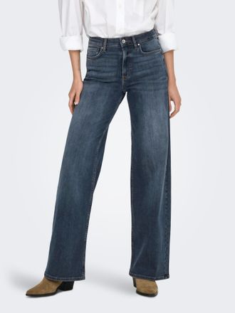 Only High-waist-Jeans ONLY ONLMADISON ICON HW WIDE DNM CRO300 NOOS, Damen, Gr. L (40), L&auml;nge 32, blau schwarz denim, Denim/Jeans, Obermaterial: 92% Baumwol
