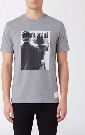 Emporio Armani T-shirt in cotone con stampa grafica e logo a contrasto