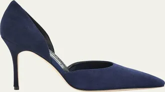 Manolo Blahnik 50mm Maren Suede Pointed-Toe Pumps