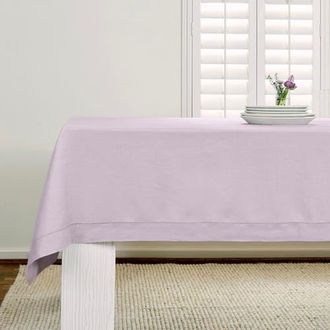 Solino Home Linen Tablecloth for Dining Table, Holiday and Everyday Dining Table Decor - Classic Hemstitch in Lilac at Nordstrom, Size X-Large