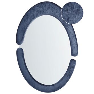 Beliani Espejo De Pared Moderno Colgante Decorativo 53 X 89 Cm Marco Mdf Forma Irregular Ovalado Azul Oscuro Massay