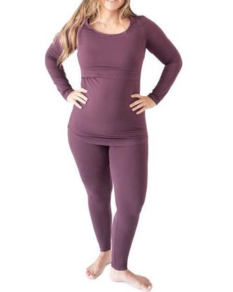 Kindred Bravely Jane Nursing Pajama Set in Burgundy Plum at Nordstrom, Size X-Large