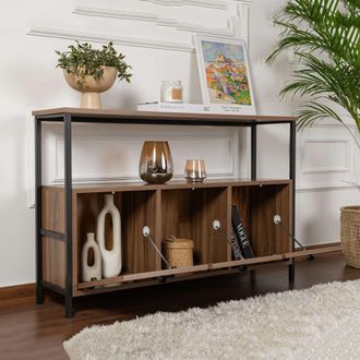 Dmora Aparador Noda, Alacena 2 Estantes, 3 Espacios, 3 Puertas, 120x30x77h Cm Color Nogal Marr&oacute;n