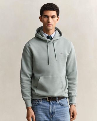 GANT Mens Regular Fit Hoodie in Silver Cotton - Size X-Large