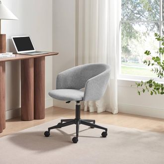Furniturebox Delaney Grey Fabric Swivel Office Chair