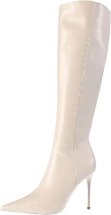 Generic Women Knee High Boots Pointed Toe High Heel Soft Pu Leather Winter Casual Outdoor Long Boot