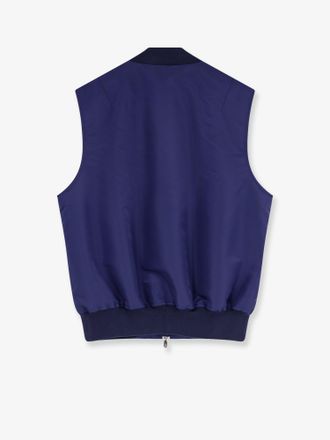 Brunello Cucinelli Mens Sleeveless Nylon Jacket - Water-Repellent Blue Polyamide
