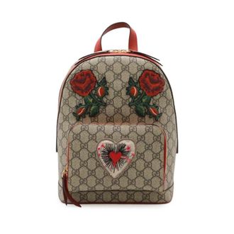 Gucci Pre-owned Backpacks, female, Beige, Size: ONE SIZE Pre-owned Floral Embroidered Pattern Backpack - Stylish Daily Bag