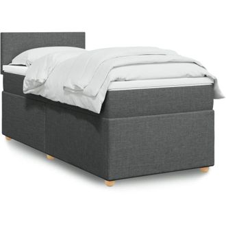vidaXL Vidaxl - Cama Box Spring Con Colch&oacute;n Tela Gris Oscuro 90x190 Cm