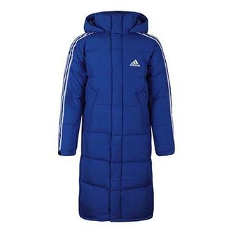 adidas 3ST Long Parka Windproof Stay Warm hooded down Jacket Blue EH3992